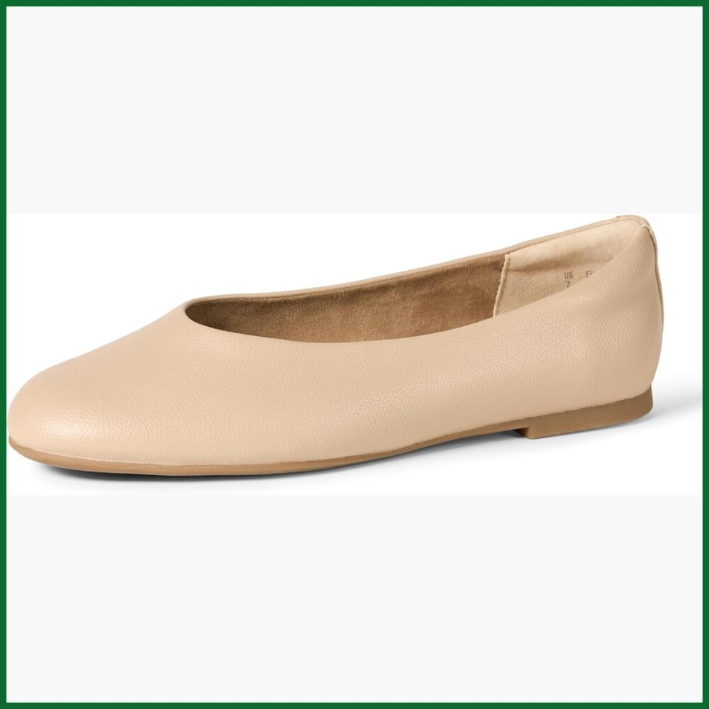 Faux Leather Ballet Flats with Memory Foam Insole